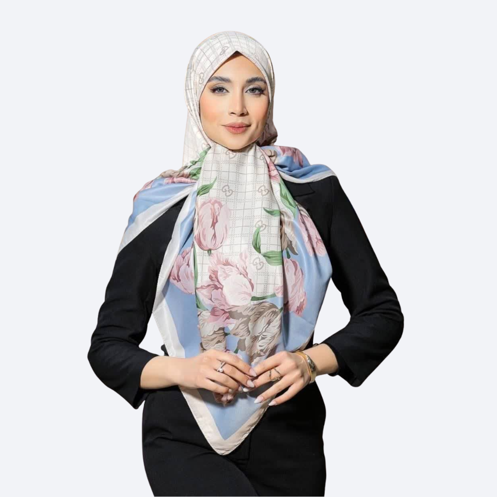 روسری ابریشم توییل قواره 125 طرح لاله - 5 رنگ