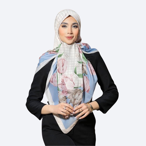 روسری ابریشم توییل قواره 125 طرح لاله - 5 رنگ