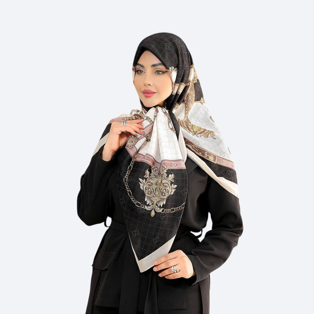 روسری ابریشم توییل قواره 125 طرح لنیا - ۳ رنگ