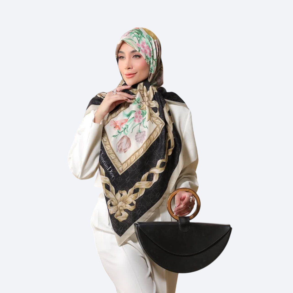 روسری ابریشم توییل قواره 125 طرح تابلو نقاشی