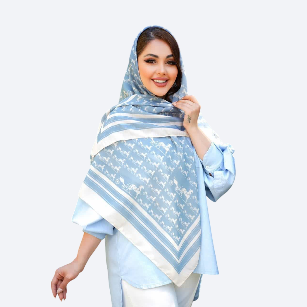 روسری ابریشم توییل قواره 125 طرح هرمس - ۳ رنگ