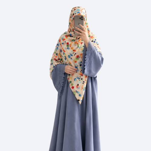 روسری نخ وال قواره 140 طرح شاخه آبرنگی