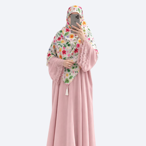 روسری نخ وال قواره 140 طرح شکوفه آبرنگی