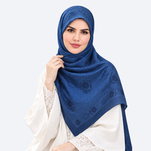 روسری ابریشم ژاکارد قواره ۱۴۰ طرح شمس
