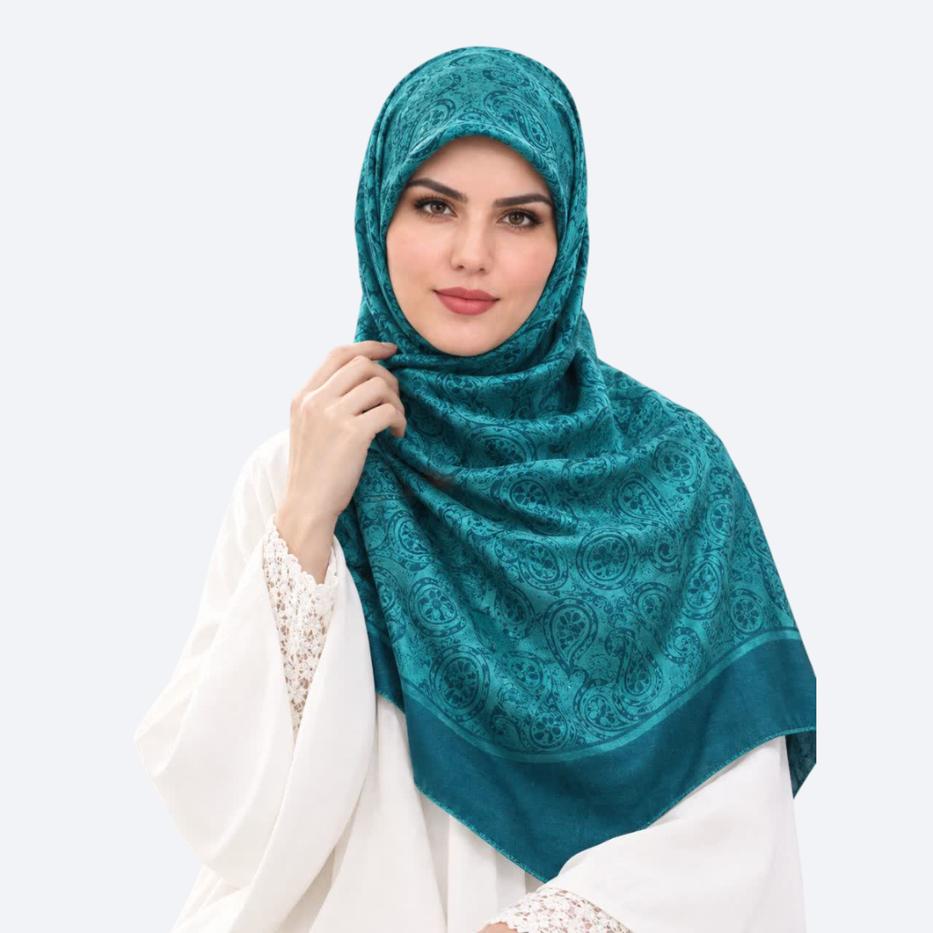 روسری ابریشم ژاکارد قواره ۱۴۰ طرح ترنجی