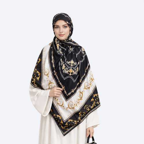 روسری ابریشم توییل قواره 140 طرح اسلیم