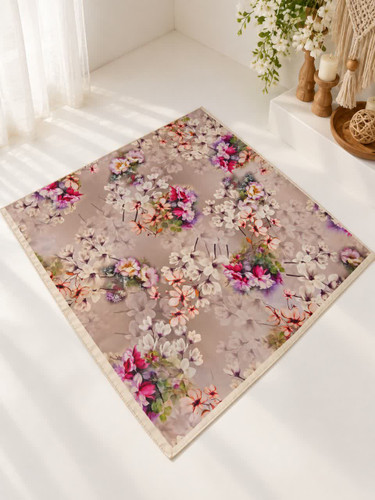 روسری ساتن حریر قواره ۱۲۰ طرح گل سفید