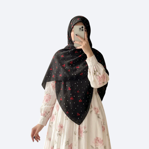روسری نخی قواره 140 طرح سه گل - M