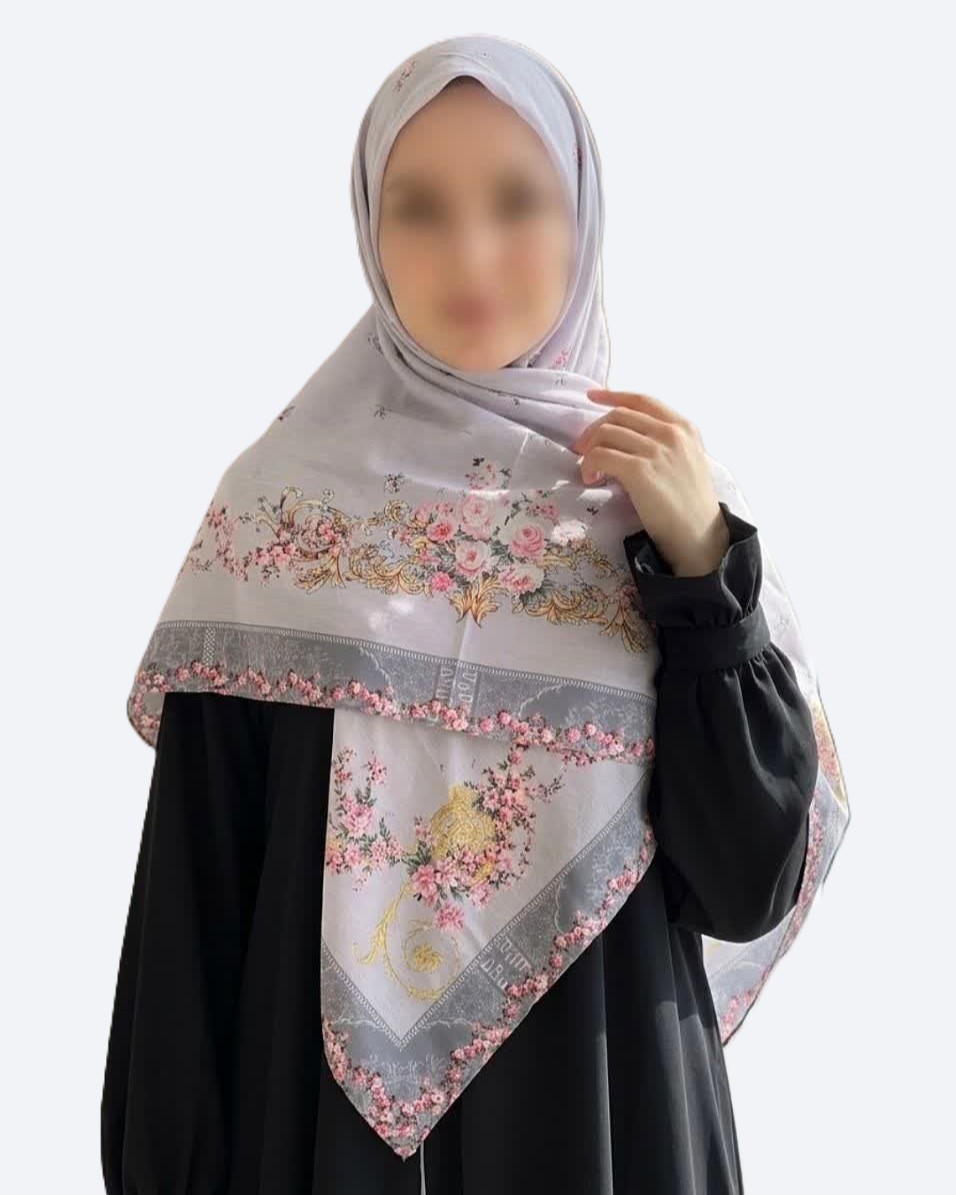 روسری نخی سوپر کرپ قواره 140 طرح گل پیچ - M