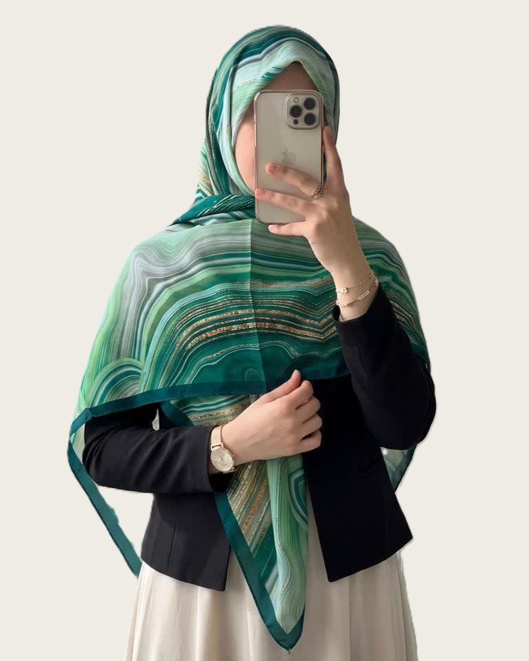 روسری نخی قواره 140 طرح مرمر - M