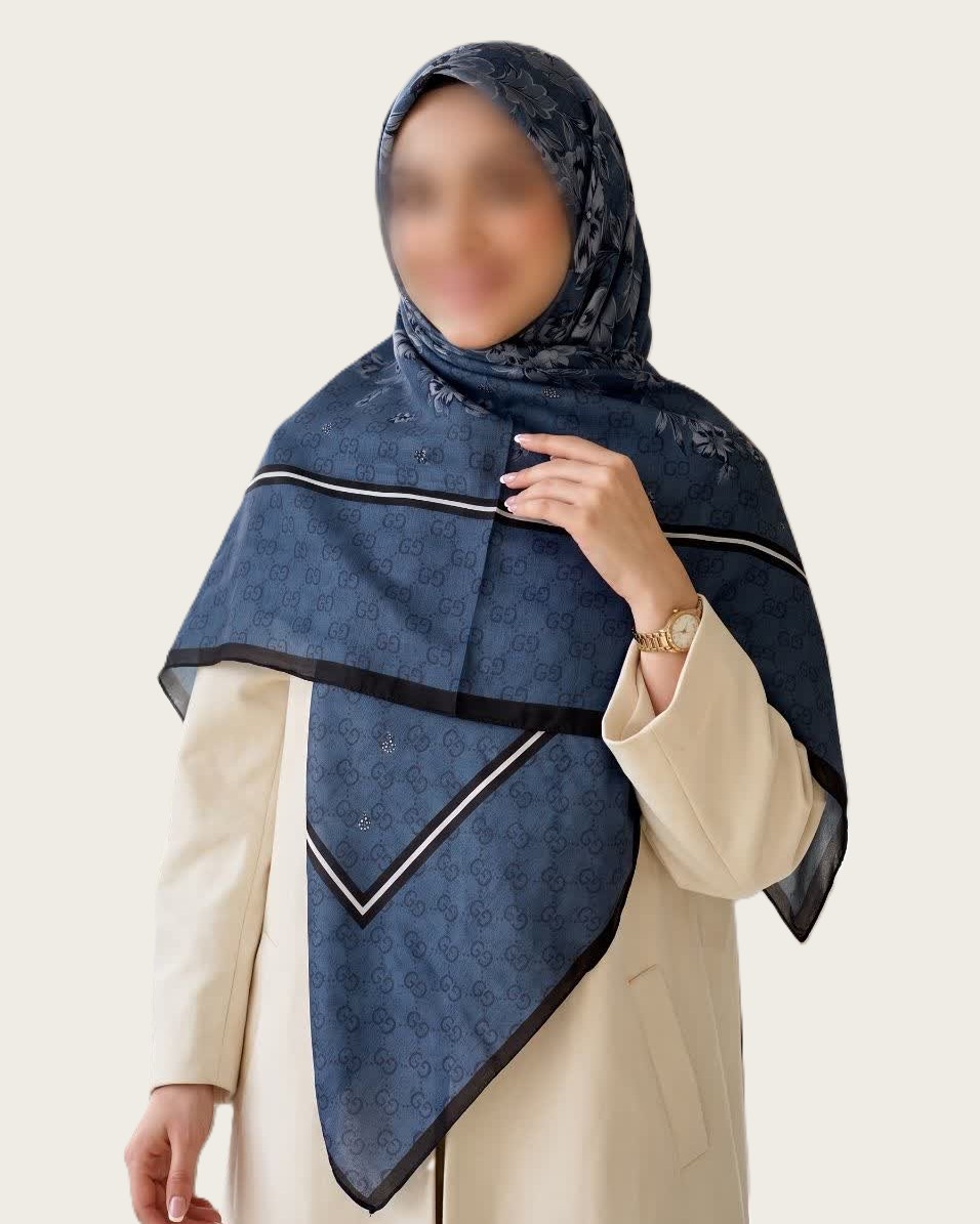 روسری نخی قواره 140 طرح گوچی گل - M